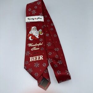 Knotty & Nice Wonderful Time For A Beer 🍺 Red Santa Dapper Novelty Tie
